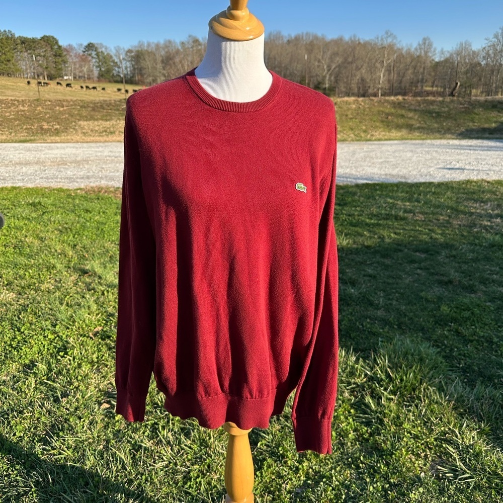 Lacoste Red Crewneck Sweater Classic Style